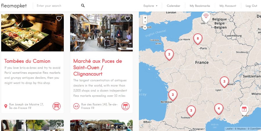 Flea market map of France - Fleamapket
