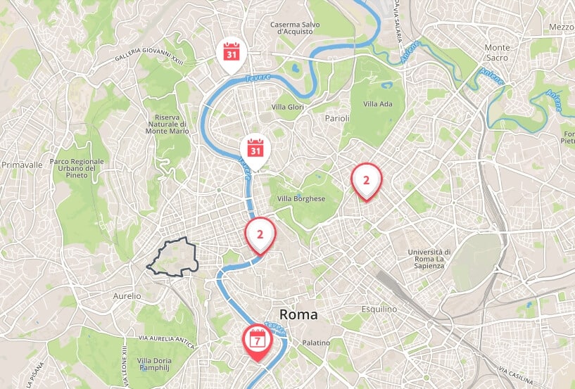 Map of Rome's flea markets - The best flea markets of Rome on Feamapket
