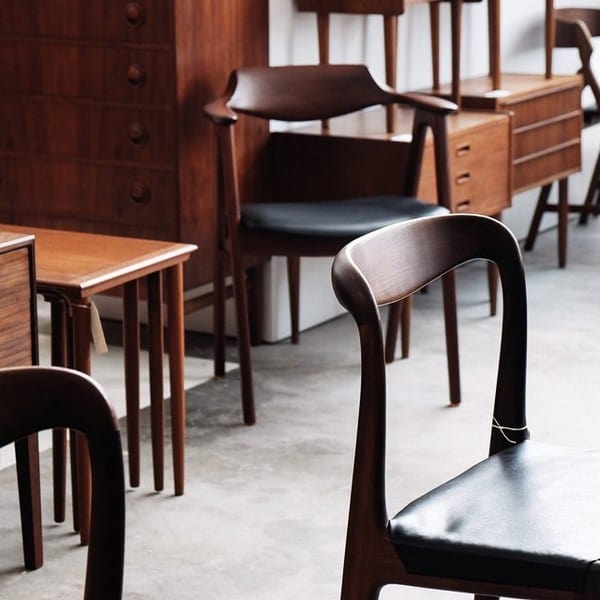 Original vintage Hans Wegner and Arne Jacobsen pieces at Noden furniture store Singapore