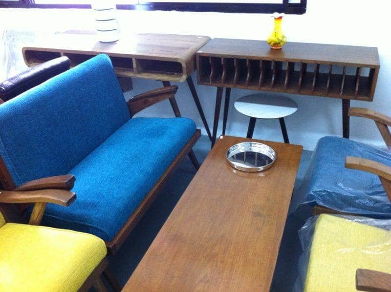Colourful vintage ceramic tiles and reclaimed furniture at TYMT vintage store Singapore