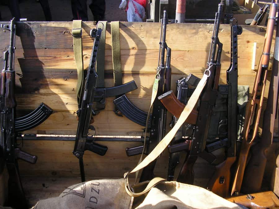 Soviet-era military items and memorabilia at the Latgale Tirgus market in Riga Latvia
