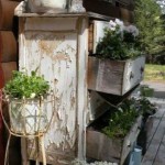 Vintage buffet as fun porch display with plants