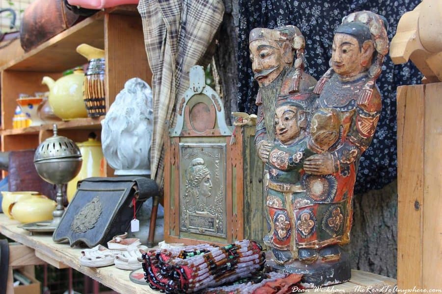 Raleigh Flea Market colourful stalls with jewellery and vintage accessories