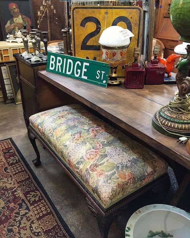 Raleigh Flea Market vendor display with antique goods and retro items