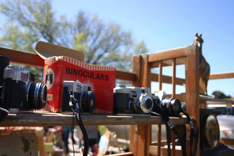 Raleigh Flea Market outdoor stalls with vintage furniture and collectibles
