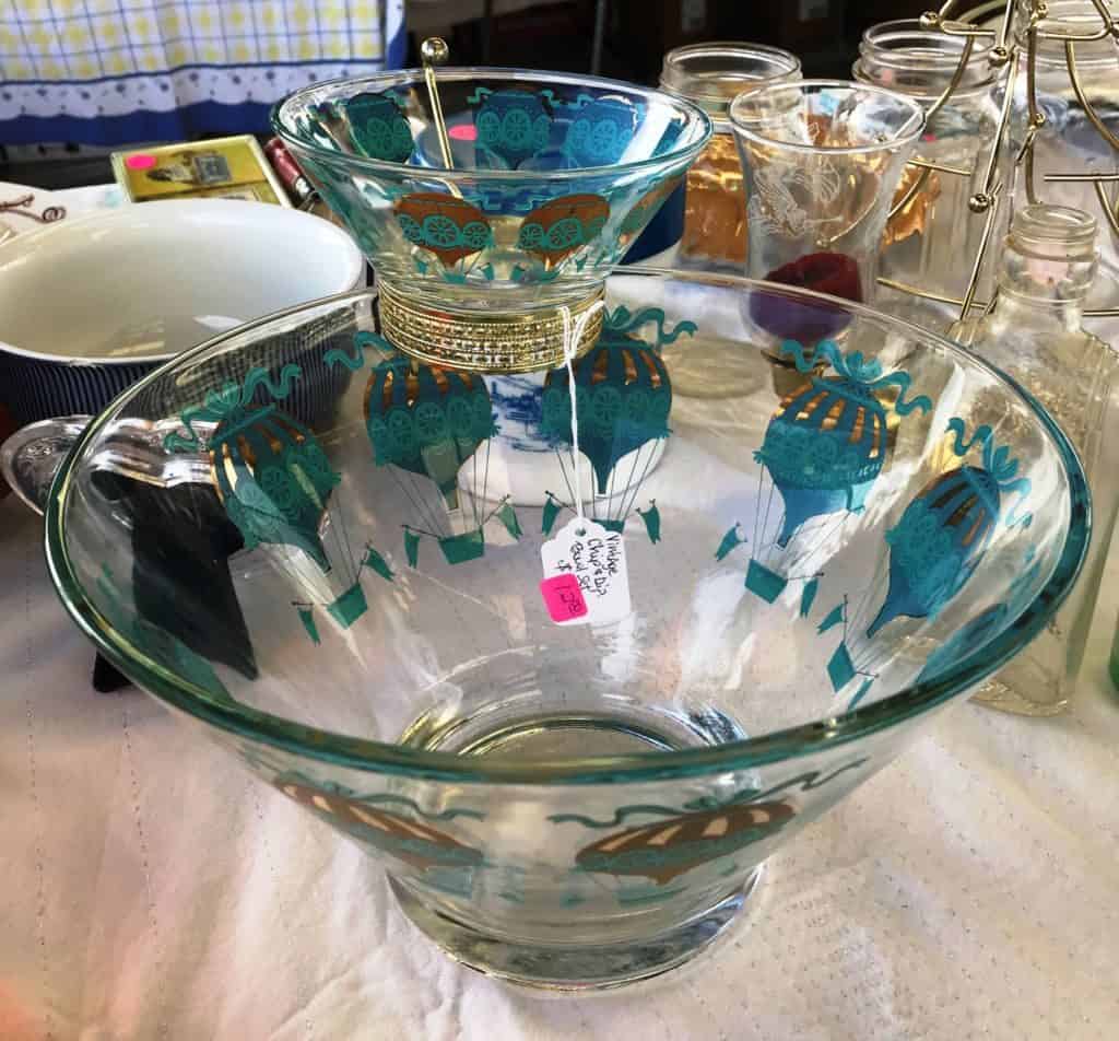 Anchor Hocking vintage chip and dip bowl at Caesar Creek Flea Market Ohio