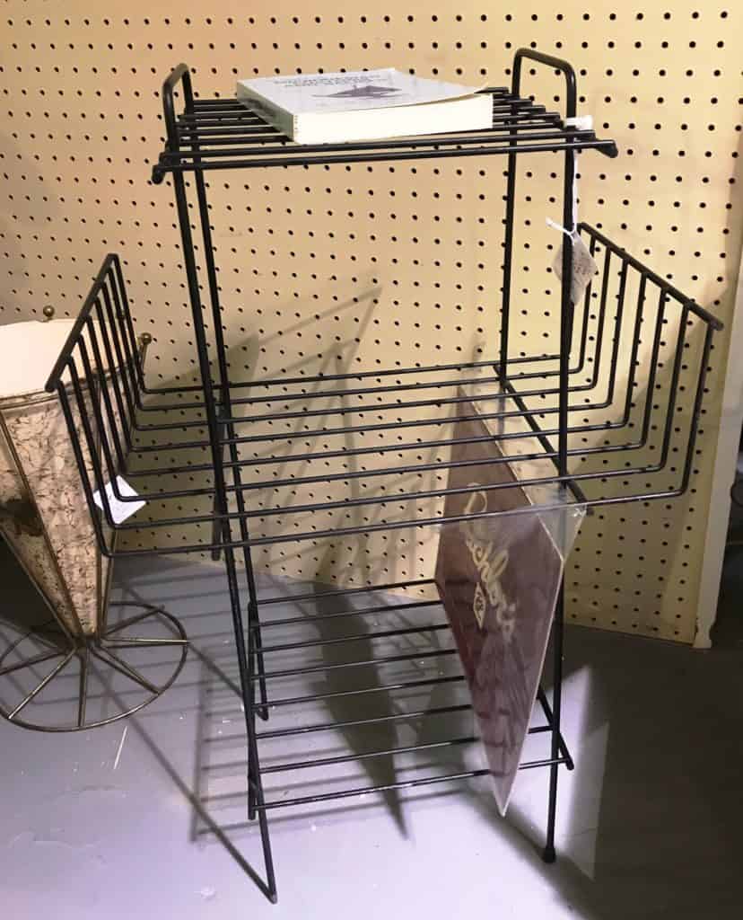 Vintage record stand with vinyl records at Caesar Creek Flea Market Ohio
