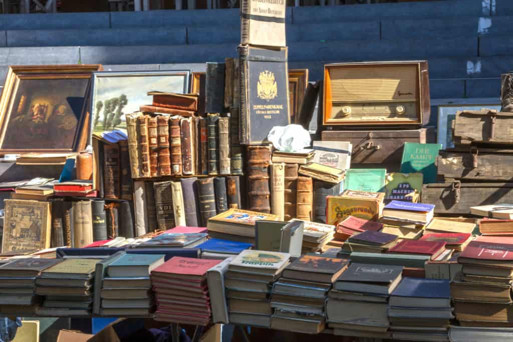 Flea Market Collection of Valuable Antique Books © Volker Golzheim