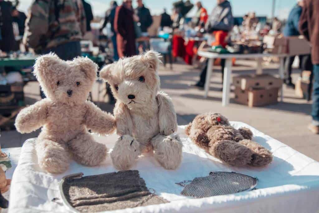Antique and vintage stalls at the Spīķeri Flea Market in Riga's Warehouse District